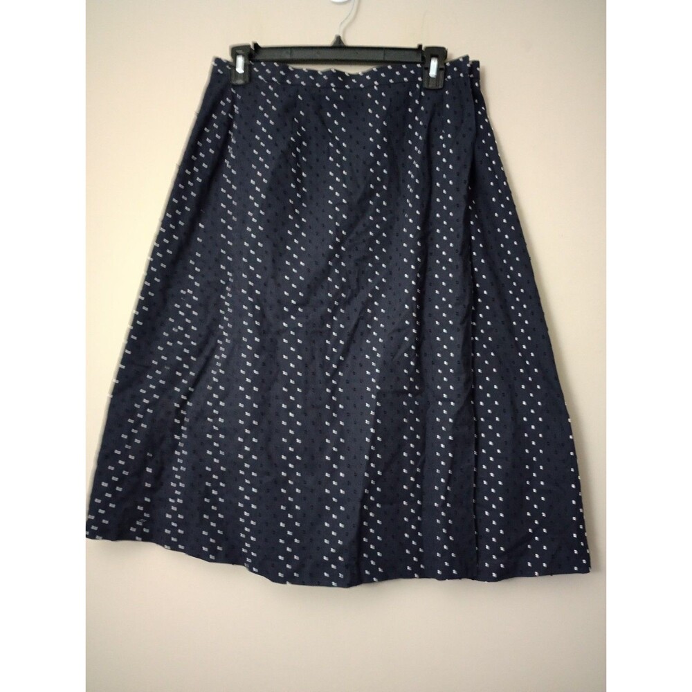 VINTAGE Talbots Petites Made In USA 100% Cotton Embroidered Dots Wrap Skirt